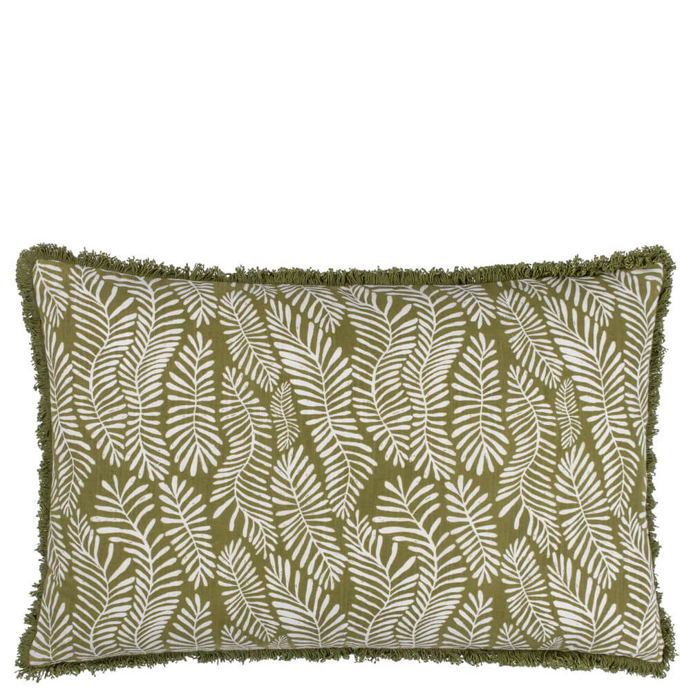 Hoem Frond Olive Rectangular Cushion